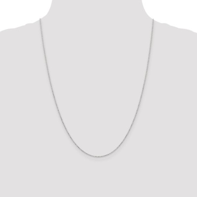 Pre-owned Superdealsforeverything Real 14kt White Gold 1.2mm Diamond -cut Beaded Pendant Chain; 24 Inch