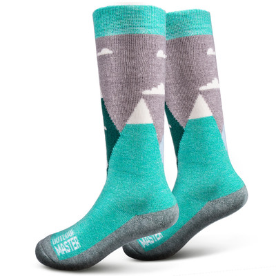 OutdoorMaster Kid Ski Sock-Merino WoolBlend,OTC Design Non-Slip Cuff,Green S,NEW