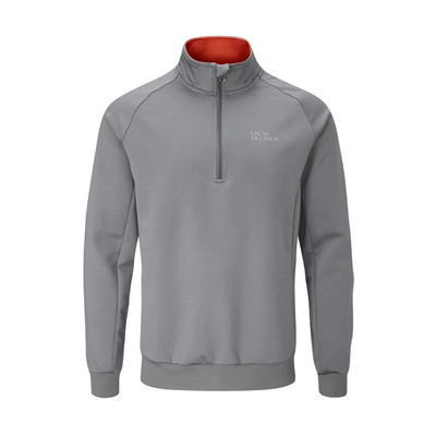Oscar Jacobson Trent Tour Jersey Knit Technical Pullover in Pewter/Rust M NWT
