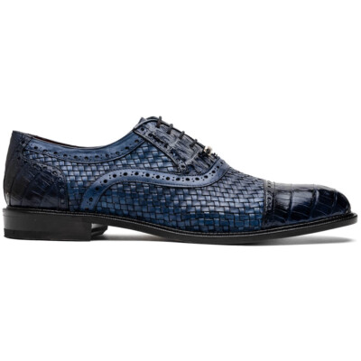 Marco Di Milano Jhon Woven Caiman Crocodile Oxford Navy