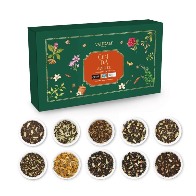 VAHDAM, Assorted Tea Gift Sets - GLOW (180g/6.3oz) 6 Teas in Luxurious Tea Gift