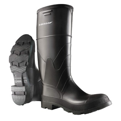 DUNLOP 866221133 Rubber Boot,Men's,11,Knee,Black,PR 2LMD9