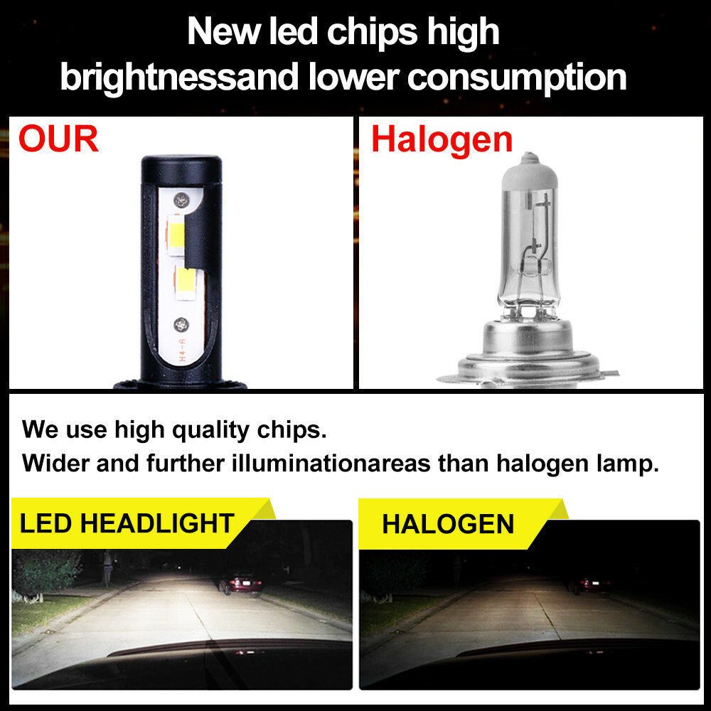 9007 HB5 CSP LED Headlight Bulbs  High Low Beam Conversion Kit 6500K Super White