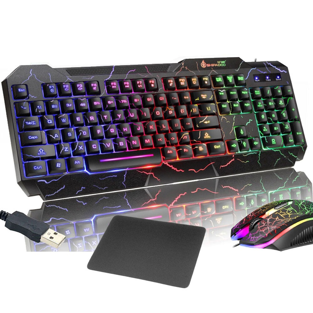 Gaming Keyboard And Mouse LED Light Backlit Mechanical Feel For Computer Desktop