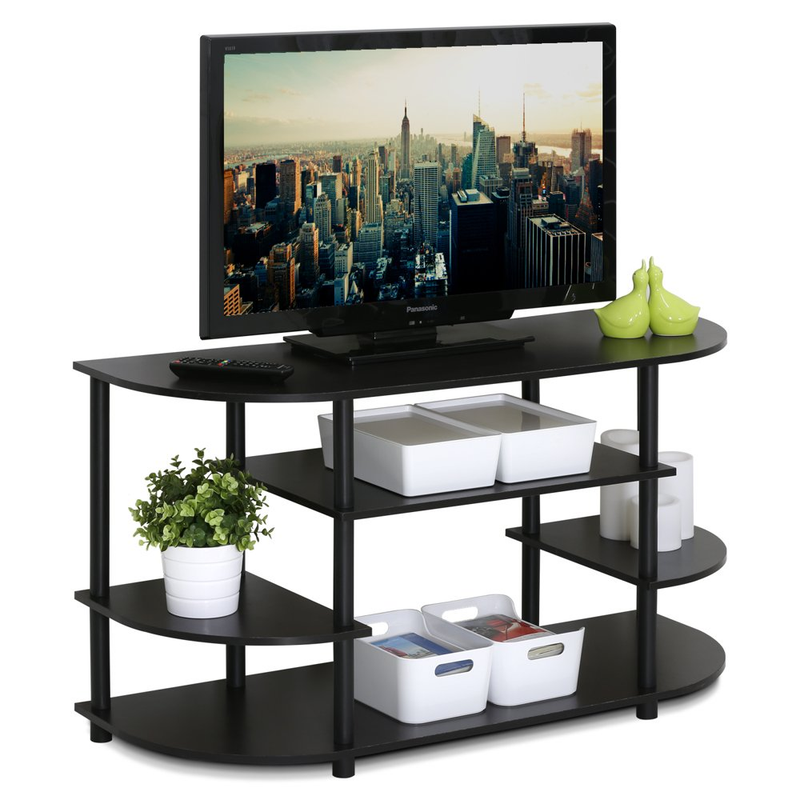JAYA Simple Design No Tool TV Stand, 3 open shelves,Holds TV