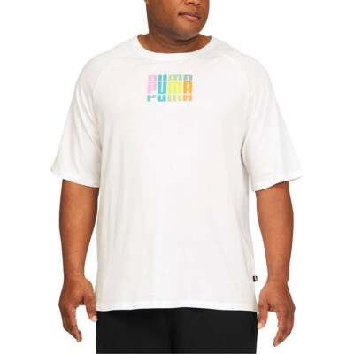 

Puma Multicolor Graphic Crew Neck Футболка с коротким рукавом Big Tall Mens White Casua, Белый, Puma Multicolor Graphic Crew Neck Short Sleeve T-Shirt Big Tall