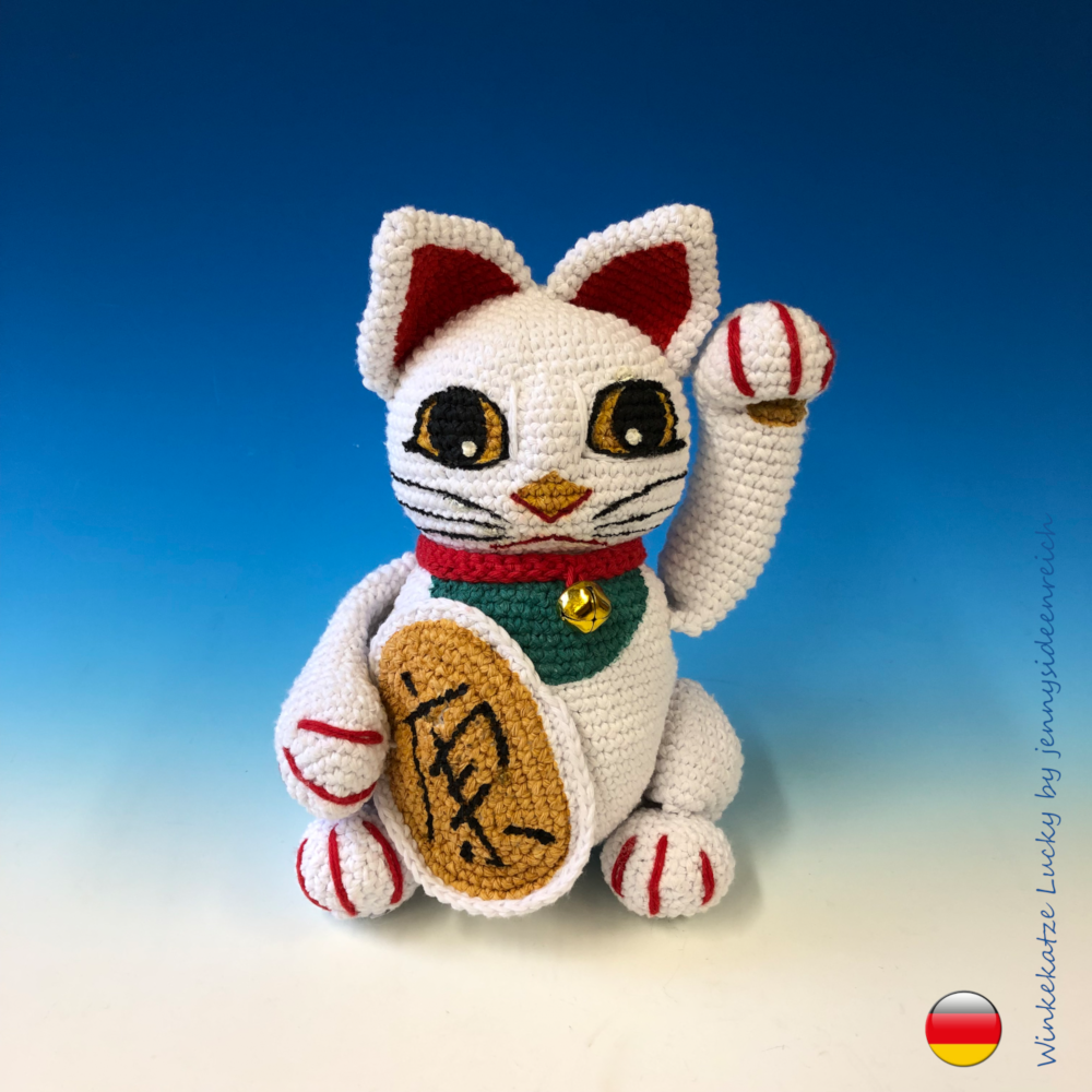 Häkelanleitung Amigurumi Winkekatze Glückskatze VERSAND PER EMAIL PDF-Datei
