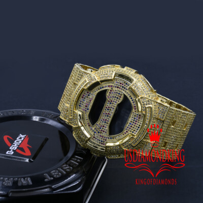 Pre-owned Usdiamondking Mens Custom Casio G-shock Gd100 Rainbow Watch Simulated Diamond Adjustable Band