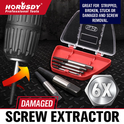 6Pc Screw Extractor Set Easy Out Drill Bits guide Broken Screws Bolt Remover