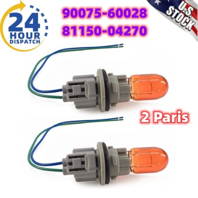 2x For Toyota Headlight Turn Signal Corner Light Socket W/ Connector 90075-60028