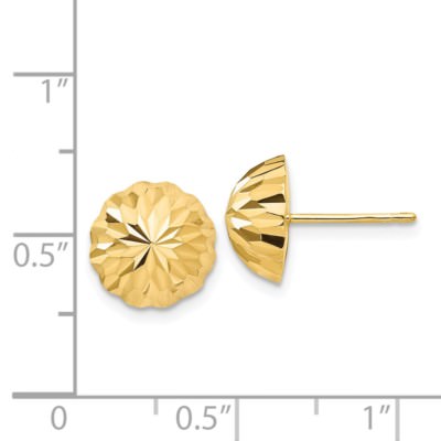 Pre-owned Superdealsforeverything Real 14kt Yellow Gold Gold Diamond-cut 10mm Domed Post Earrings