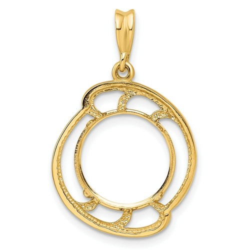 Pre-owned Roy Rose Jewelry Gold Coin Pendant Mounting - 13mm 14mm Coin Size - Large Open Wave Frame Design