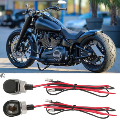 Mini LED Motorcycle Turn Signals Amber Light For Harley Sportster Softail Fatboy