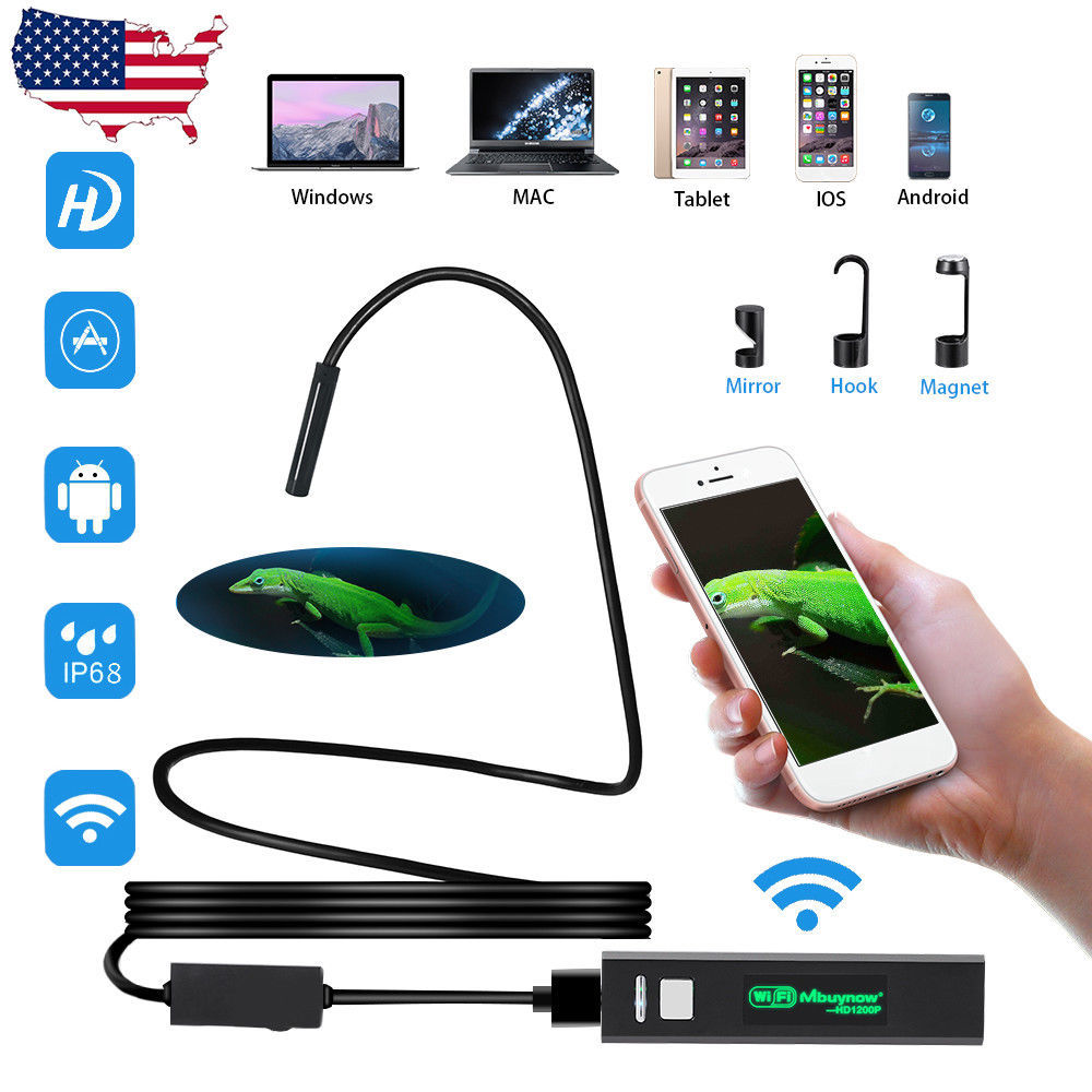 5M 8LED WiFi Borescope Endoscope Snake Inspection ...