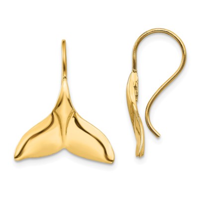 Pre-owned Superdealsforeverything Real 14kt Yellow Gold Whale Tail Wire Earrings