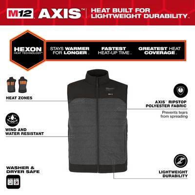 Milwaukee M300G-21XL M12 12V Durable Li-Ion Heated AXIS Vest