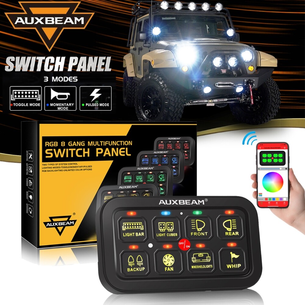 8 Gang RGB Switch Panel Lights Circuit System For 2009-2018