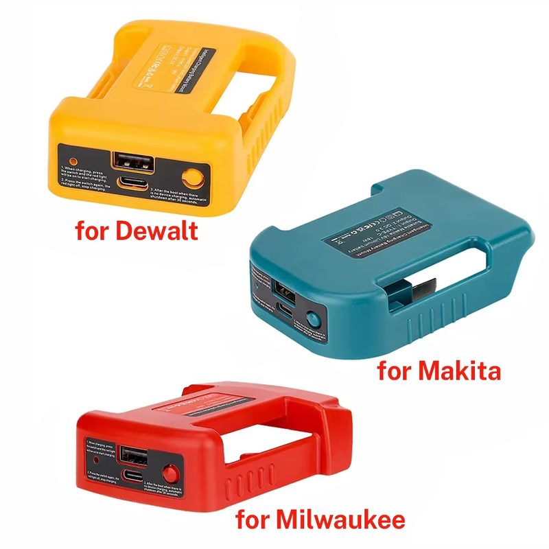 USB Power Bank r Adapter for Makita/Dewalt/Milwaukee 18V Li-ion Battery Rack Hol