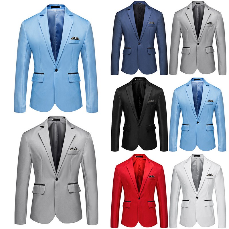 Mens Formal Blazer Business Suit Jacket Wedding Party One Button Coat Outwear US