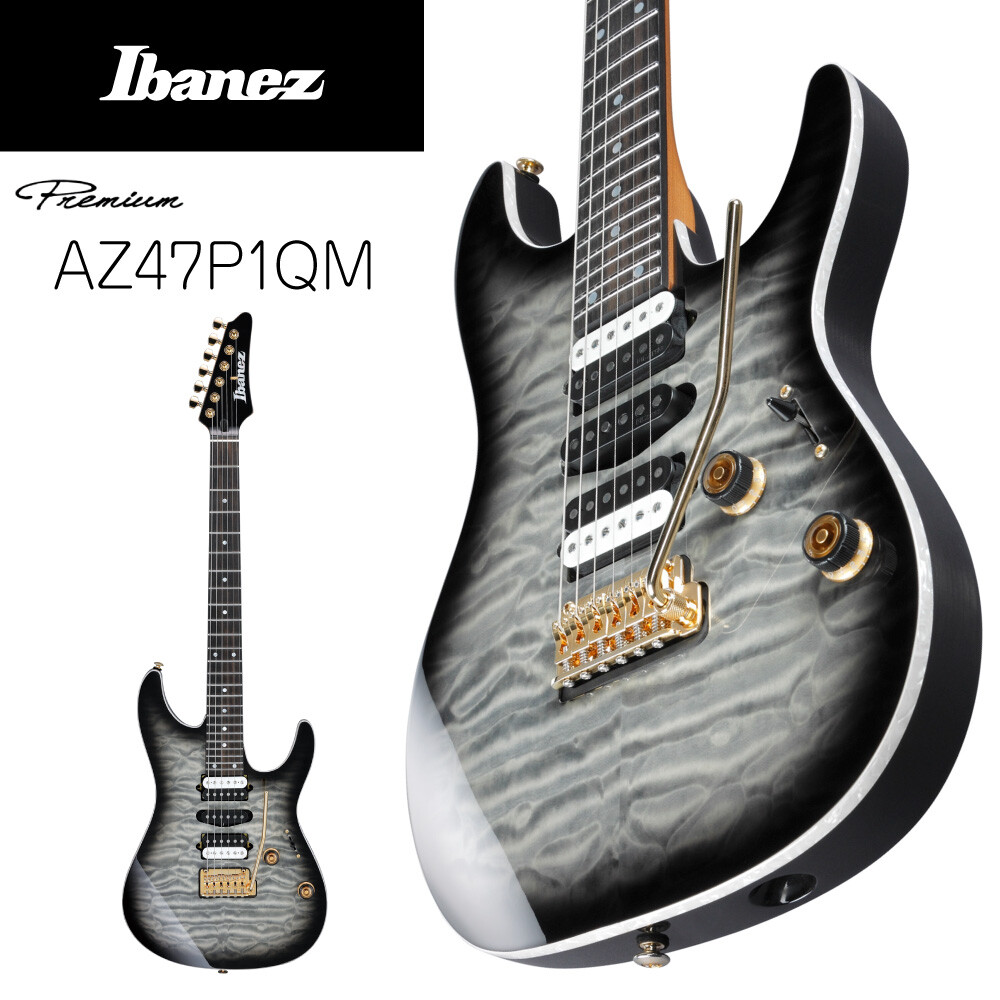 Ibanez Premium AZ47P1QM-BIB Black Ice Burst 2022 model with