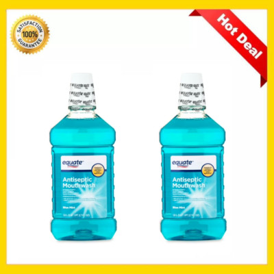 ( 2 Pack ) Equate Antiseptic Mouthwash, Blue Mint, 50.7 fl oz, Standard Size
