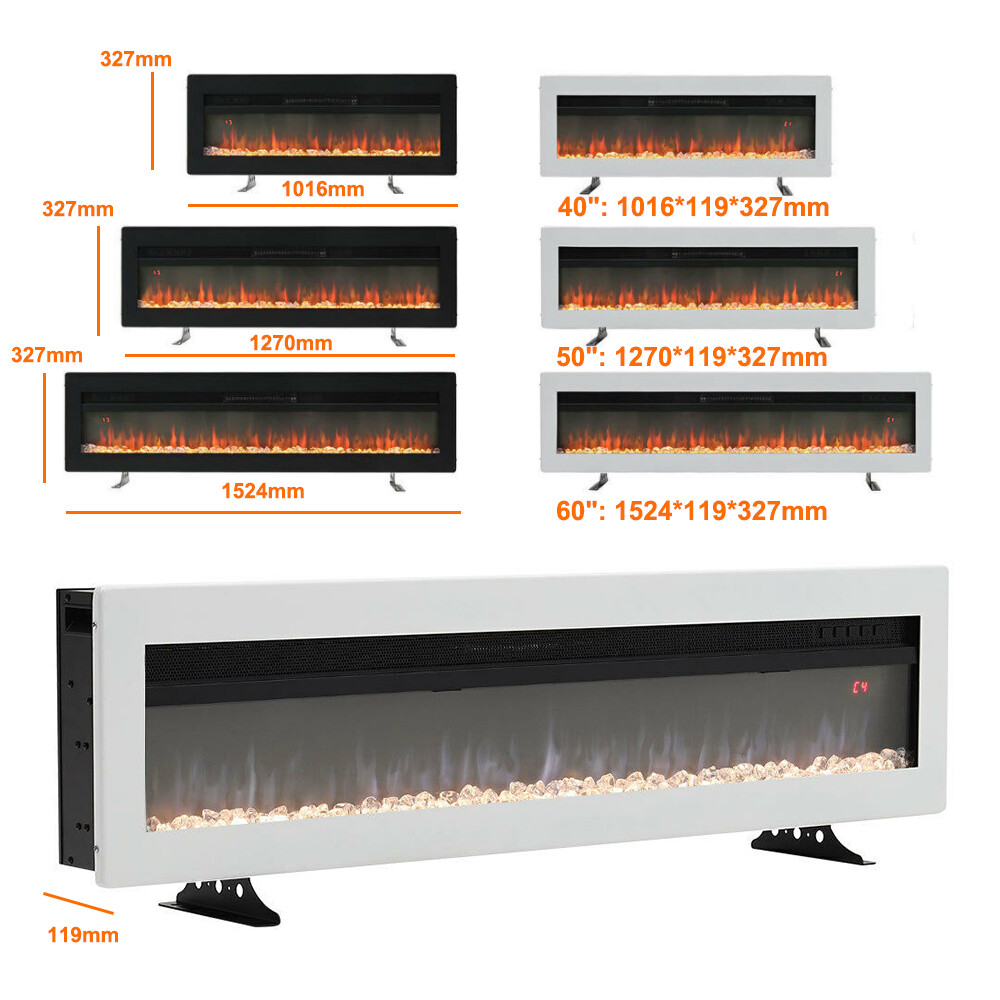 40/50/60" LED Electric Fireplace with 9 Color Flame Touch Screen Remote Control