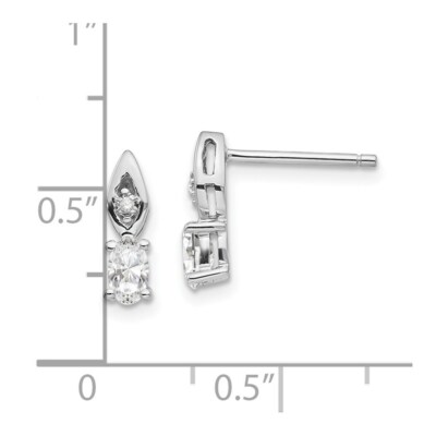 Pre-owned Superdealsforeverything Real 14kt White Gold White Topaz And Diamond Post Earrings
