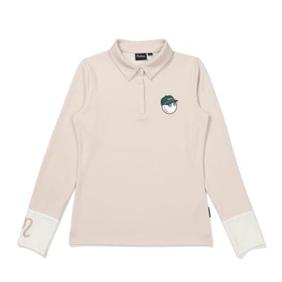 Pre-owned Malbon Golf Sleeve Color Polo T -shirt Beige (woman) In Multicolor