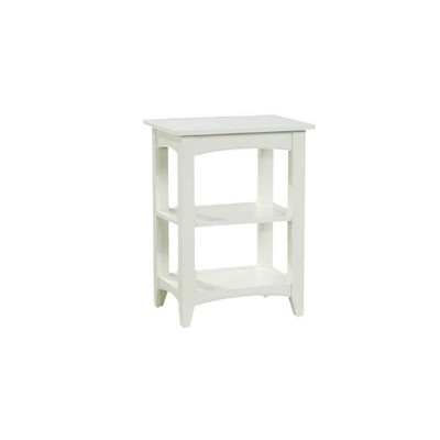 Alaterre Furniture End Table 20''x20''x27'' Ivory Solid Wood Storage+Shelves Indoor
