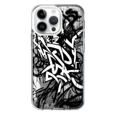 Case for Apple iPhone 15 Pro Max Black White Urban Graffiti