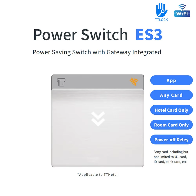 ES3-Wifi TTLOCK TTHotel Power Saver Energy Switch 13.56Mhz S50 RFID Card App Con