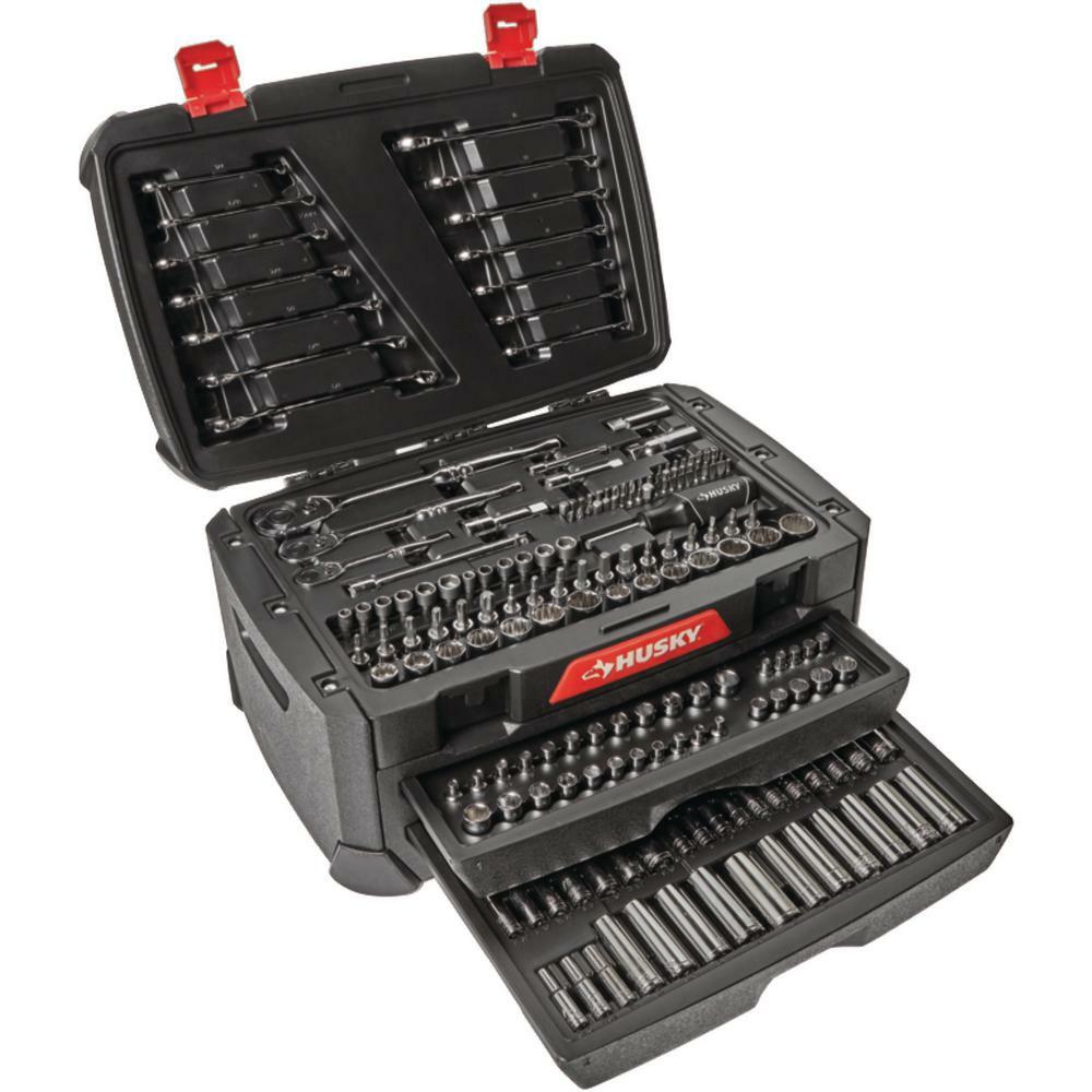270piece Husky Mechanics Tool Set W Case Sae Metric Sockets Wrenches
