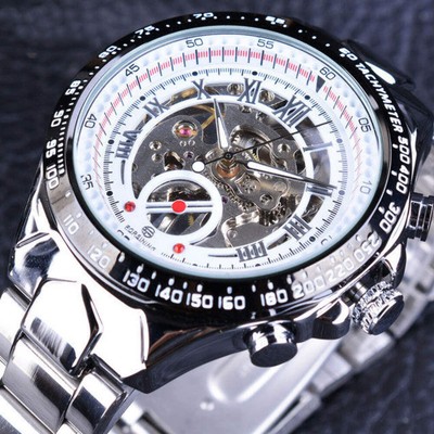 Sleek Waterproof Mechanical Watch with Alloy Band and 44mm Dial