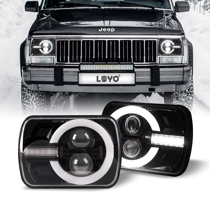 Latest Style 2pcs 7X6 5X7 Led Headlights For Jeep Wrangler YJ Cherokee XJ H6014