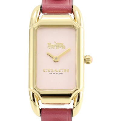 Pre-owned Coach 14504117 Cadie Quartz Analog Pink