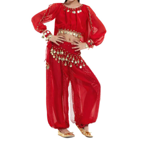 2 Piecs Pack Kids Belly Dance Top & Harem Pants Set Tribal Gypsy Costume