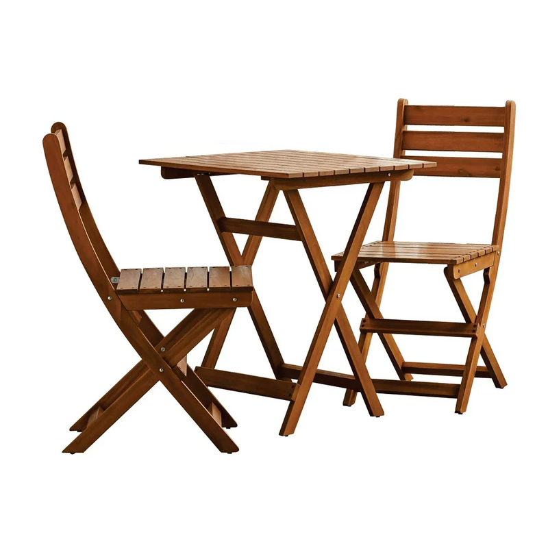 Outdoor Patio 3-Piece Wood Bistro Set, Natural Color
