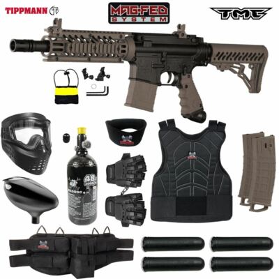 Maddog Tippmann TMC MAGFED Protective HPA Paintball Gun Starter Package - Tan