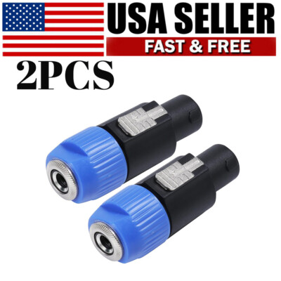2PCS Speakon to 1/4'' Inch Connector Plug Pro Speak-On Male to 1/4 Female Adapter