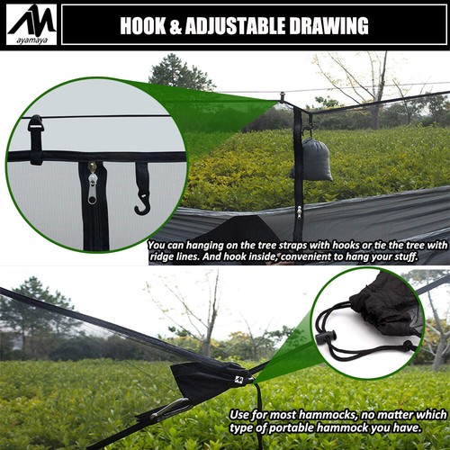 Hammock Bug & Mosquito Mesh Net Cover Portable Double Zipper for Outdoor Camping