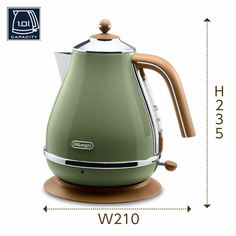 Купить Чайник Delonghi Electric kettle KBOV1200J-GR Olive green ICONA Vintage Collection 1.0L, цена 15 403 руб — (194934485308) DeLonghi KBOV1200J-GR GREEN