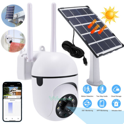 Solar Battery Powered Wifi Outdoor Pan/Tilt Home Security Camera System Wireless