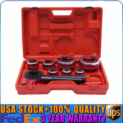 Pipe Threader Kit w/ Hand Ratchet + 3/8'',1/2'',3/4'',1'',1-1/4'',1-1/2'',2'' Dies