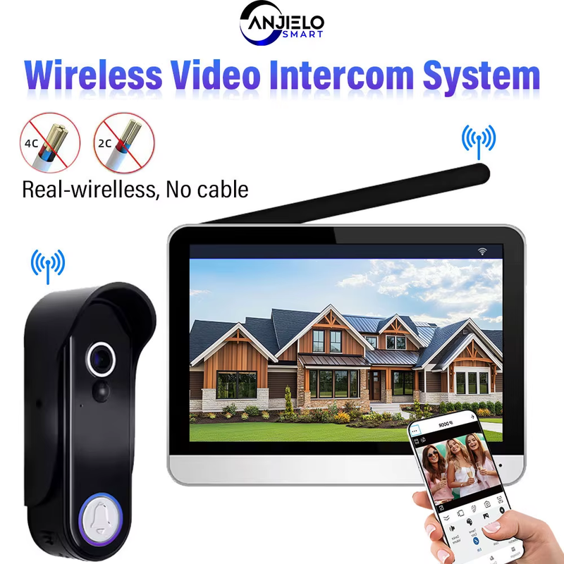 ANJIELO Tuya Smart 1080P Wireless Video Intercom System for Home Apartment Doorb