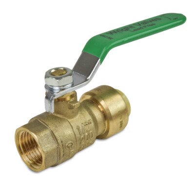 1/2'' Push To Connect x 1/2'' FPT Brass Ball Valve, Lead-Free