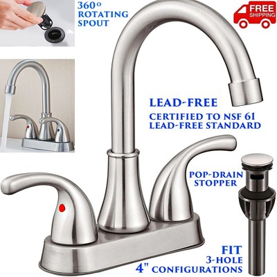 COMMERCIAL BAR SINK FAUCET BATHROOM SINK FAUCET 4'' CENTER DECK MOUNT 2 HANDLE