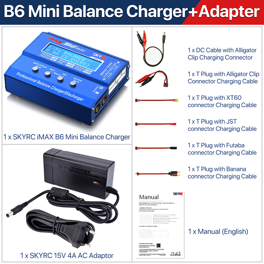 SKYRC IMAX B6 EVO B6 Mini B6AC V2 Battery Balance Charger 6A 1-6S RC Charger