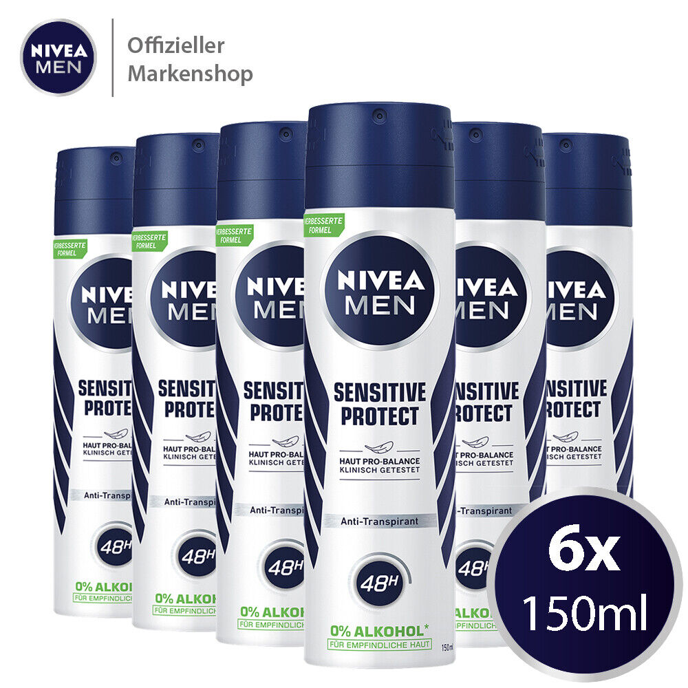 6x150ml NIVEA MEN Sensitive Protect Deo Spray - Deodorant Antitranspirant 48H