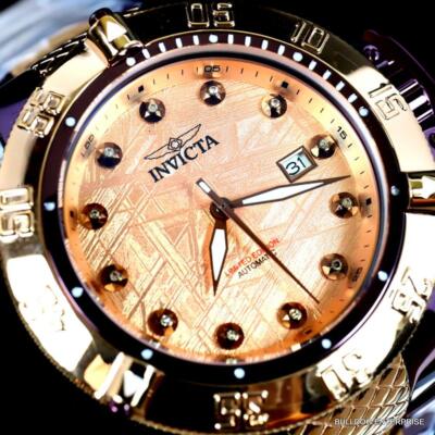 Pre-owned Invicta Subaqua Noma Iii Diamond Rose Gold Meteorite Swiss Steel Auto Watch