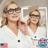 JiSoo Oversized Reading Glasses for Women Men 3.5, Stylish Designer Readers Women 3.5 with Large Frame,Demi Grey